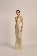 CAPRI YELLOW-IRIS BACKLESS DRESS