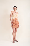 HAZEL OMBRE BEADED-RUFFLE DRESS