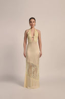 CAPRI YELLOW-IRIS BACKLESS DRESS