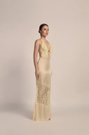 CAPRI YELLOW-IRIS BACKLESS DRESS