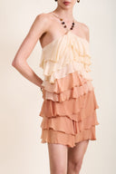 HAZEL OMBRE BEADED-RUFFLE DRESS