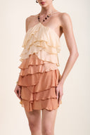 HAZEL OMBRE BEADED-RUFFLE DRESS