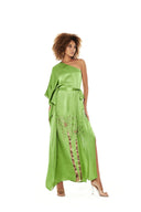 PALM EMBROIDERED KAFTAN DRESS