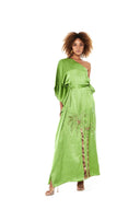 PALM EMBROIDERED KAFTAN DRESS