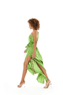 PALM EMBROIDERED KAFTAN DRESS