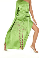 PALM EMBROIDERED KAFTAN DRESS